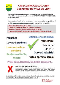 Akcija zbiranja kosovnih odpadkov od vrat do vrat
